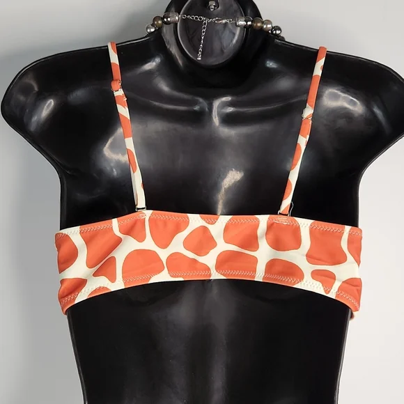 Beachsissi , Orange and creme 2 pc swimsuit, Sz L - Picture 6 of 10